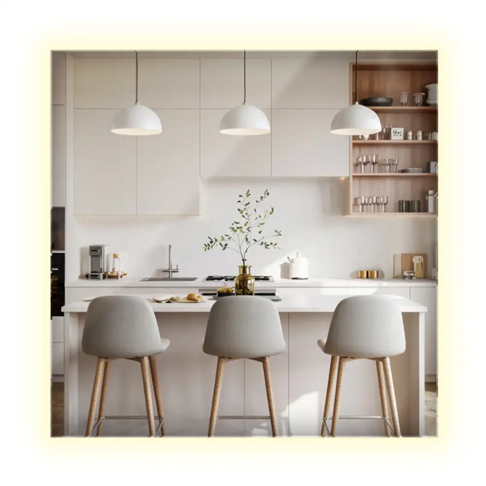 Miroir carré moderne avec éclairage LED
