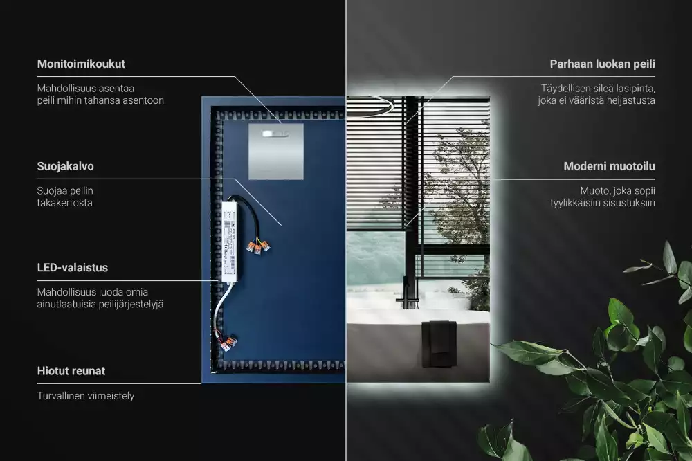 Miroir carré moderne avec éclairage LED