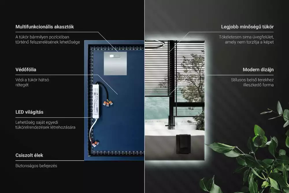 Miroir carré moderne avec éclairage LED