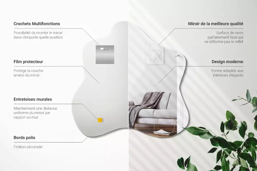 Miroir suspendu de forme organique irrégulière