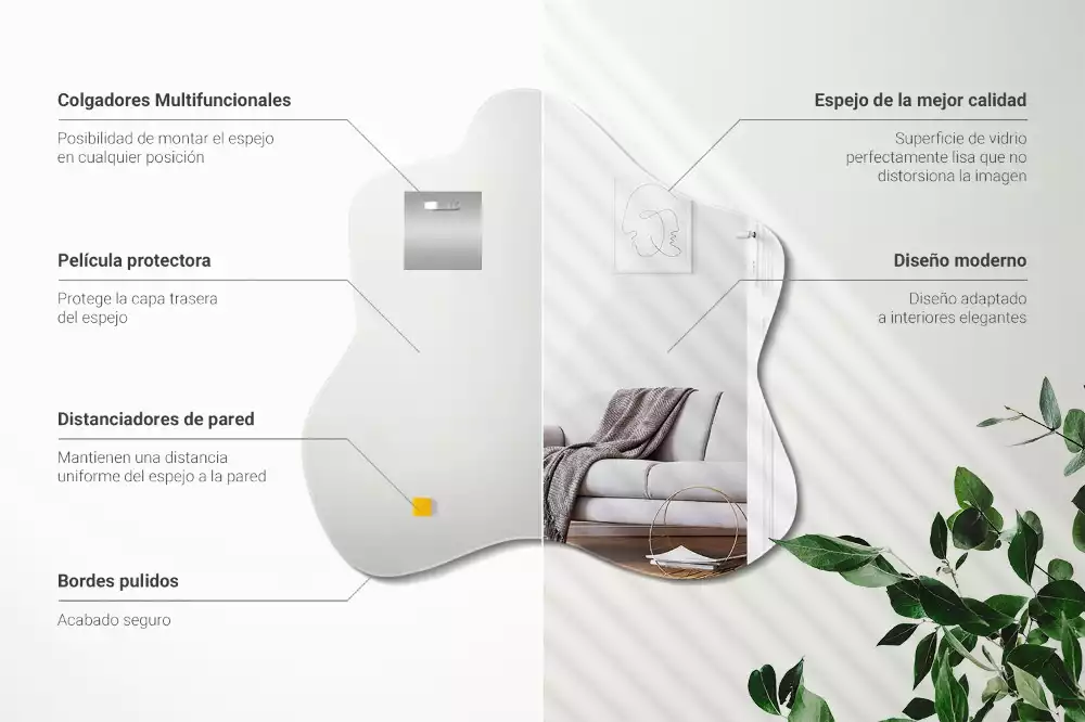 Miroir suspendu de forme organique irrégulière