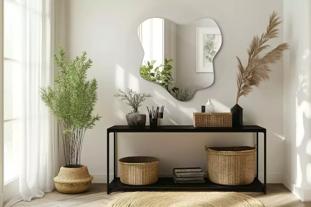 Miroir suspendu de forme organique irrégulière