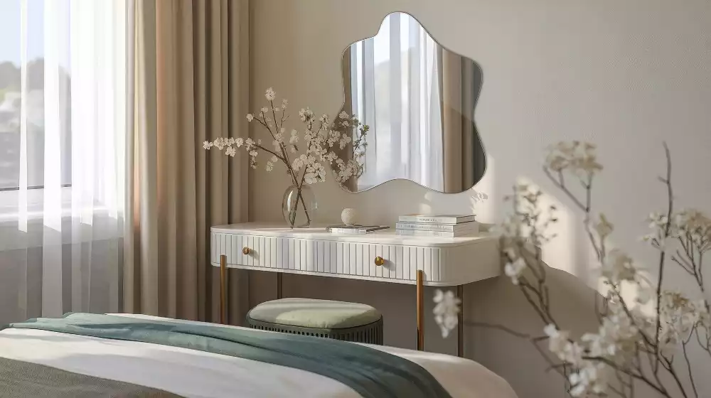 Miroir suspendu de forme organique irrégulière