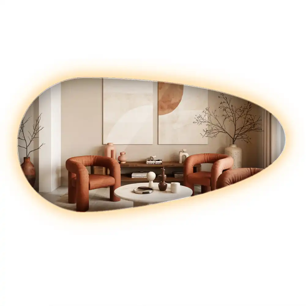 Miroir mural décoratif en forme de goutte avec éclairage LED