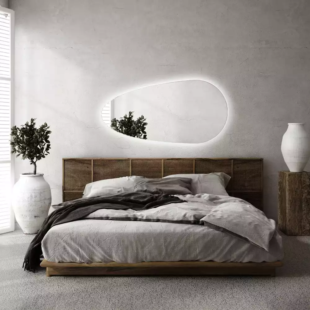 Miroir mural décoratif en forme de goutte avec éclairage LED