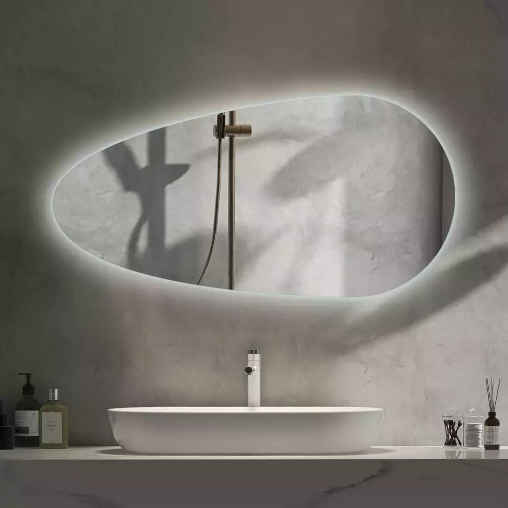 Miroir mural décoratif en forme de goutte avec éclairage LED