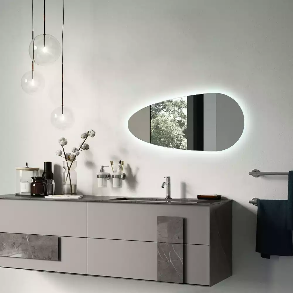 Miroir mural décoratif en forme de goutte avec éclairage LED