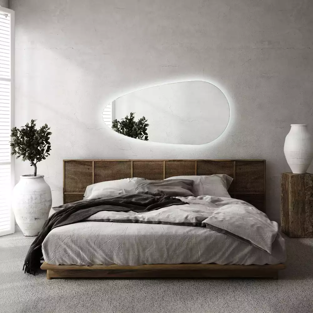 Miroir mural décoratif en forme de goutte avec éclairage LED