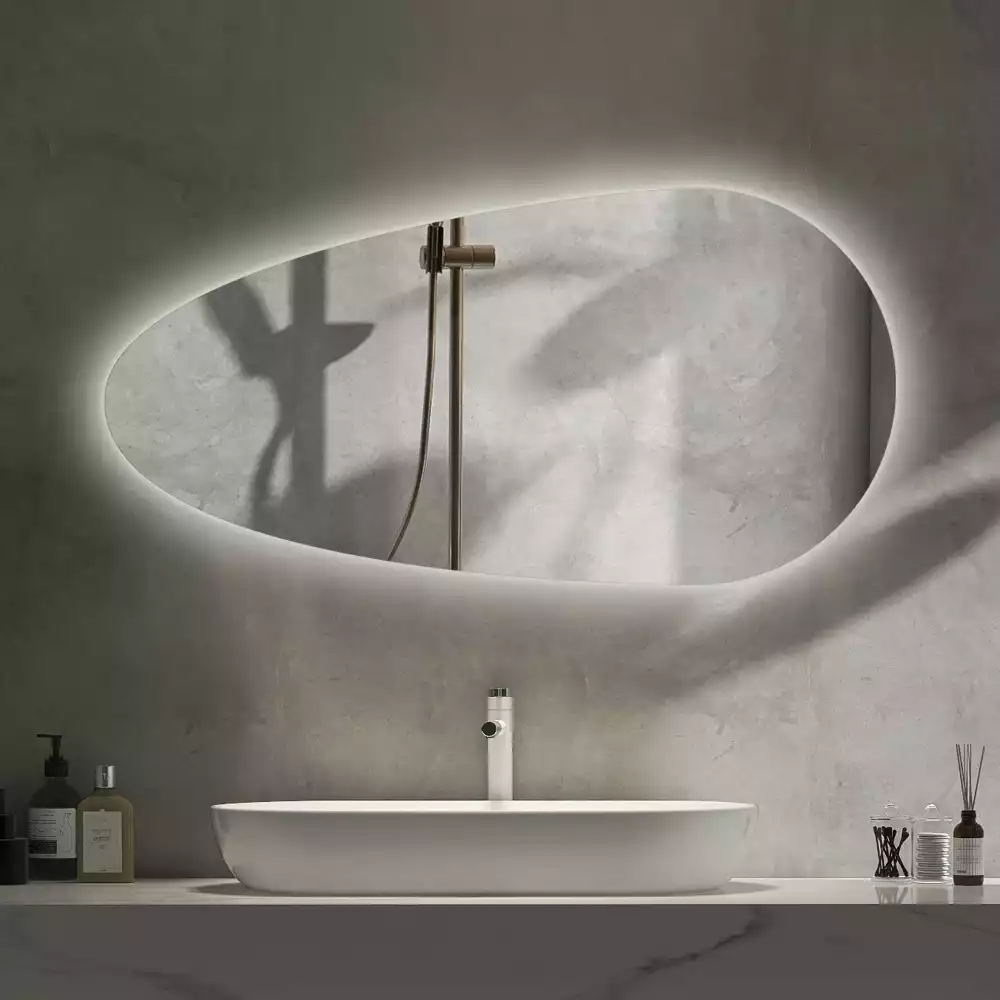 Miroir mural décoratif en forme de goutte avec éclairage LED