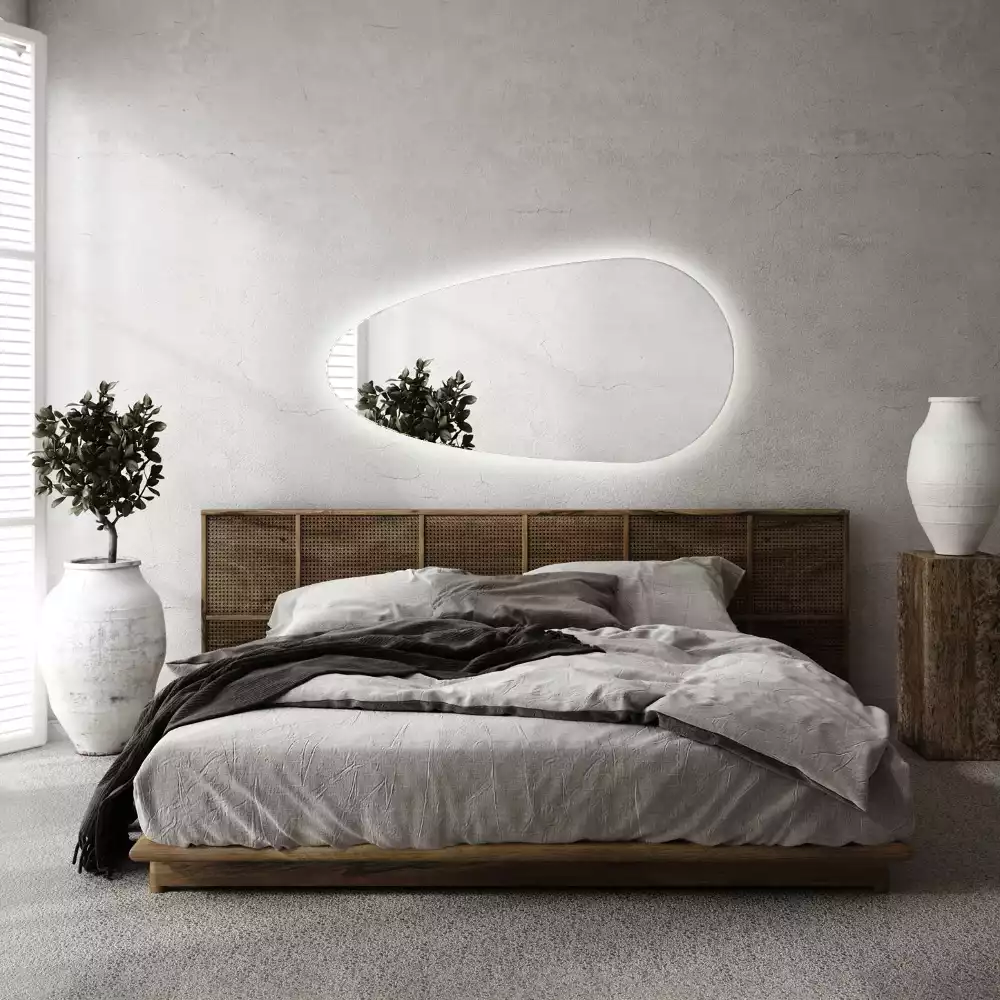 Miroir mural décoratif en forme de goutte avec éclairage LED