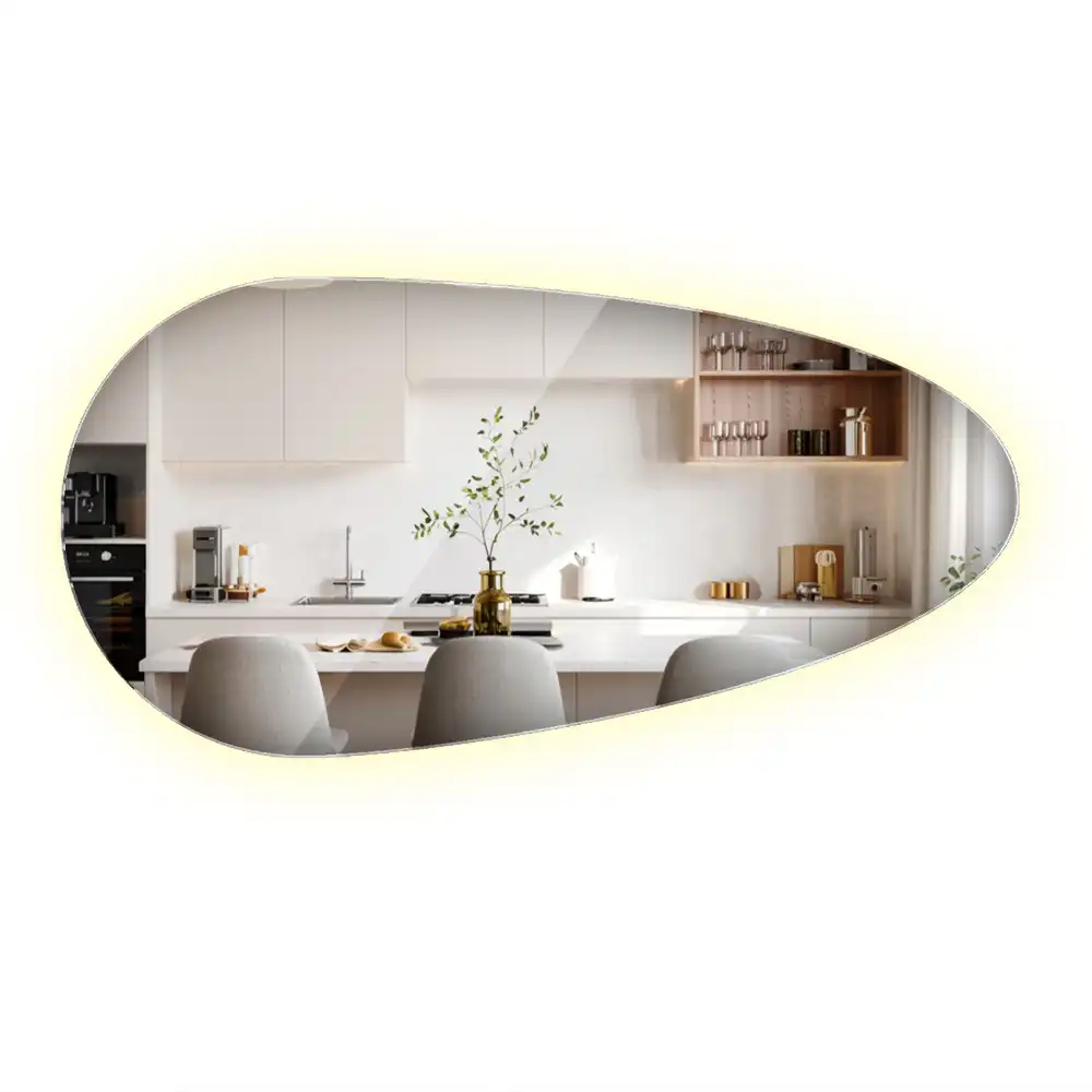 Miroir mural décoratif en forme de goutte avec éclairage LED