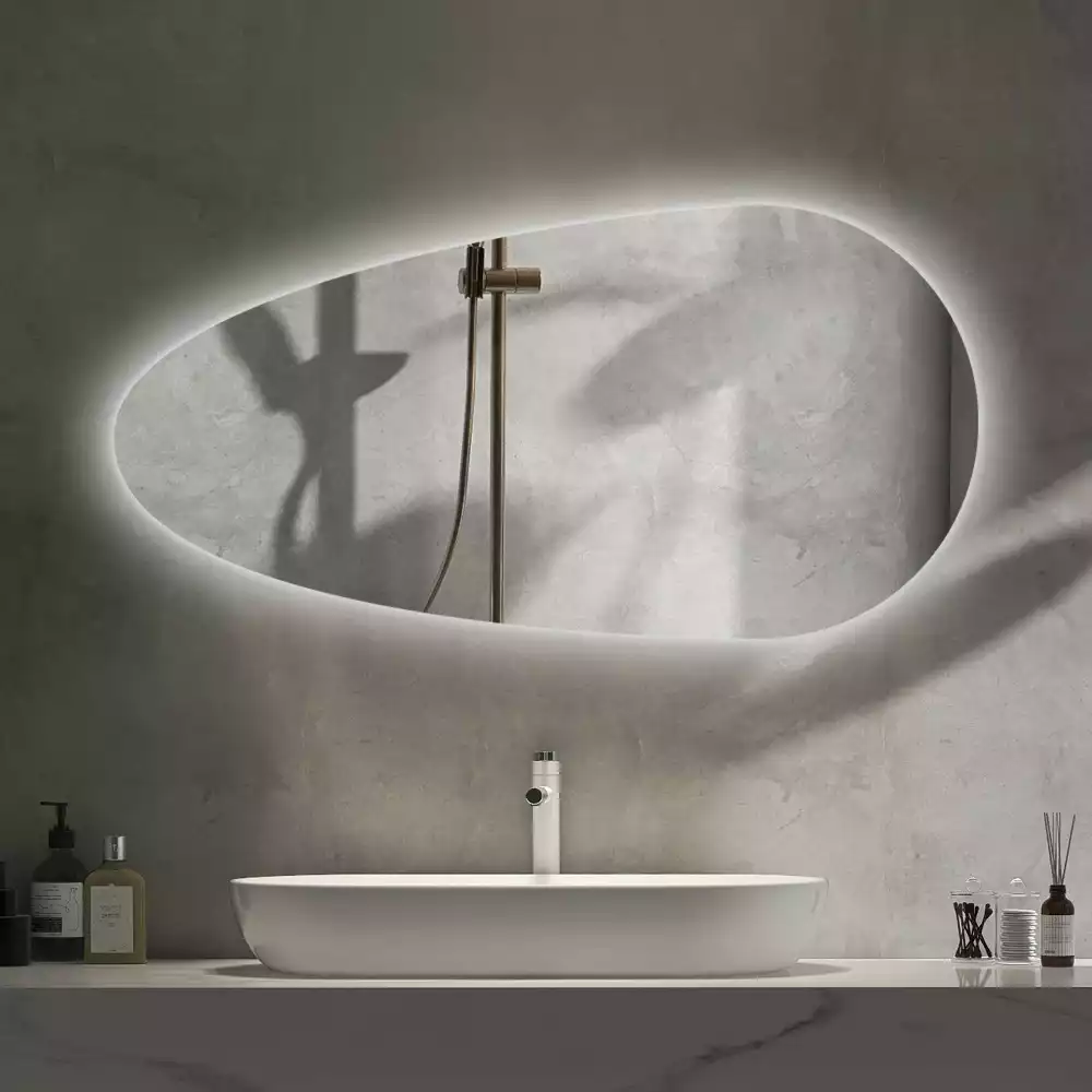 Miroir mural décoratif en forme de goutte avec éclairage LED