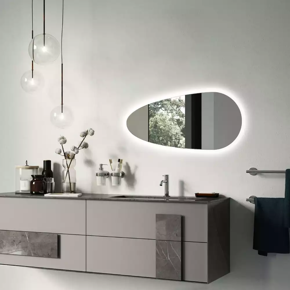 Miroir mural décoratif en forme de goutte avec éclairage LED