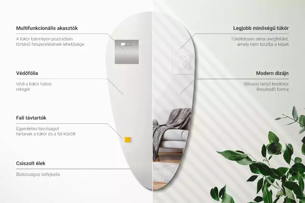 Miroir suspendu en forme de goutte d'eau