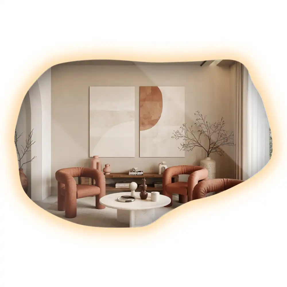 Miroir mural lumineux forme irrégulière