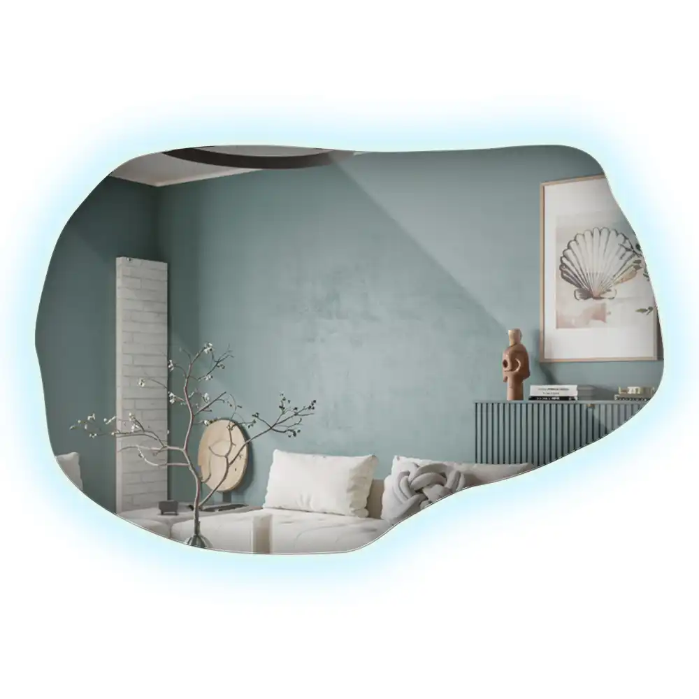 Miroir mural lumineux forme irrégulière