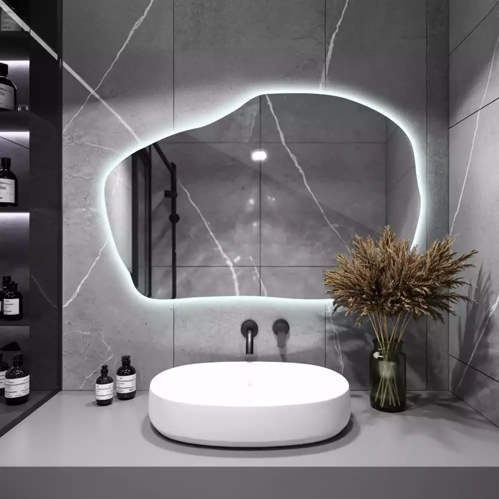 Miroir mural lumineux forme irrégulière