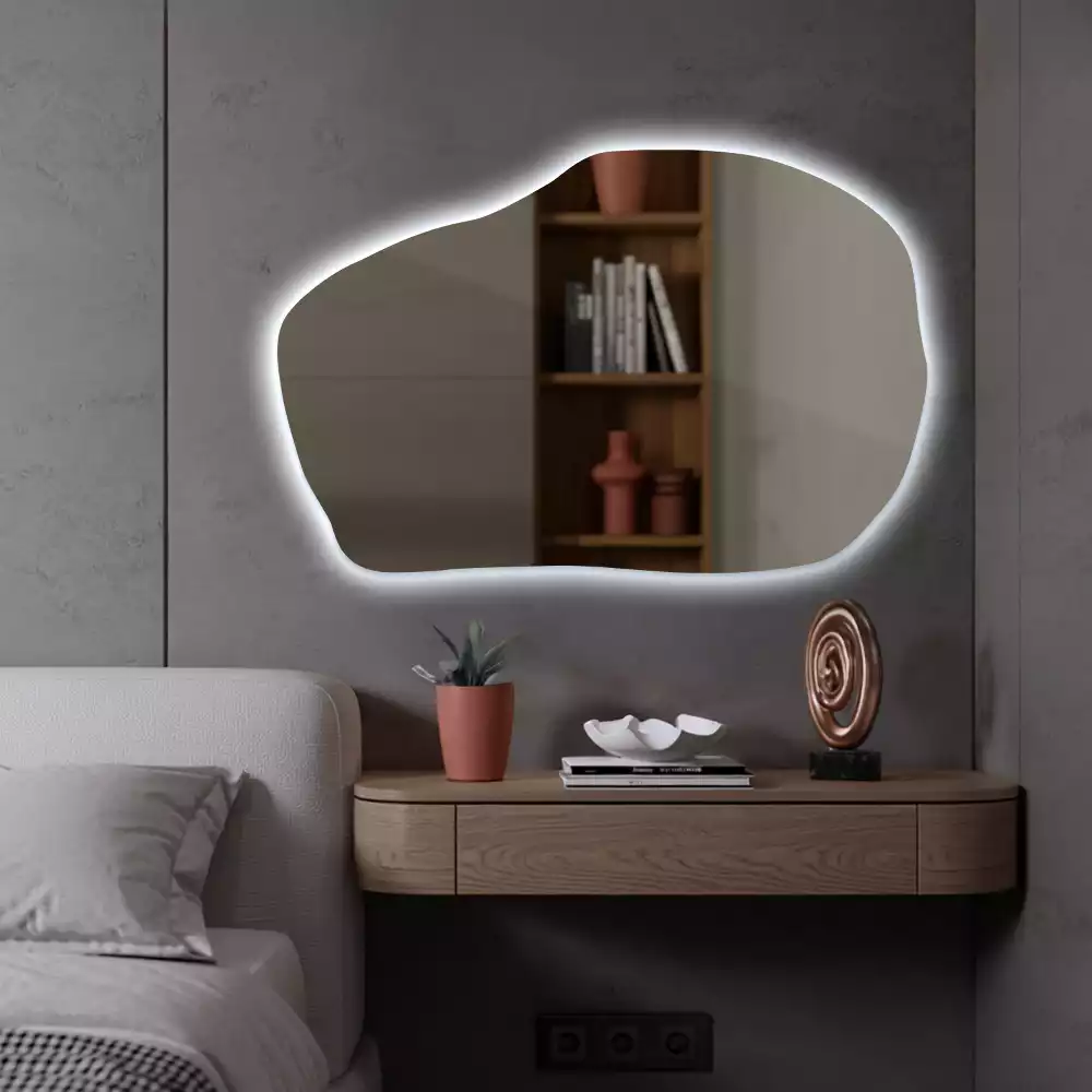 Miroir mural lumineux forme irrégulière