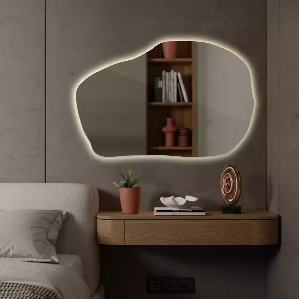 Miroir mural lumineux forme irrégulière