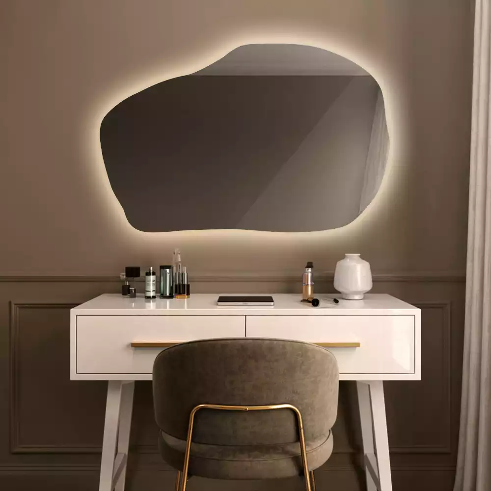 Miroir mural lumineux forme irrégulière