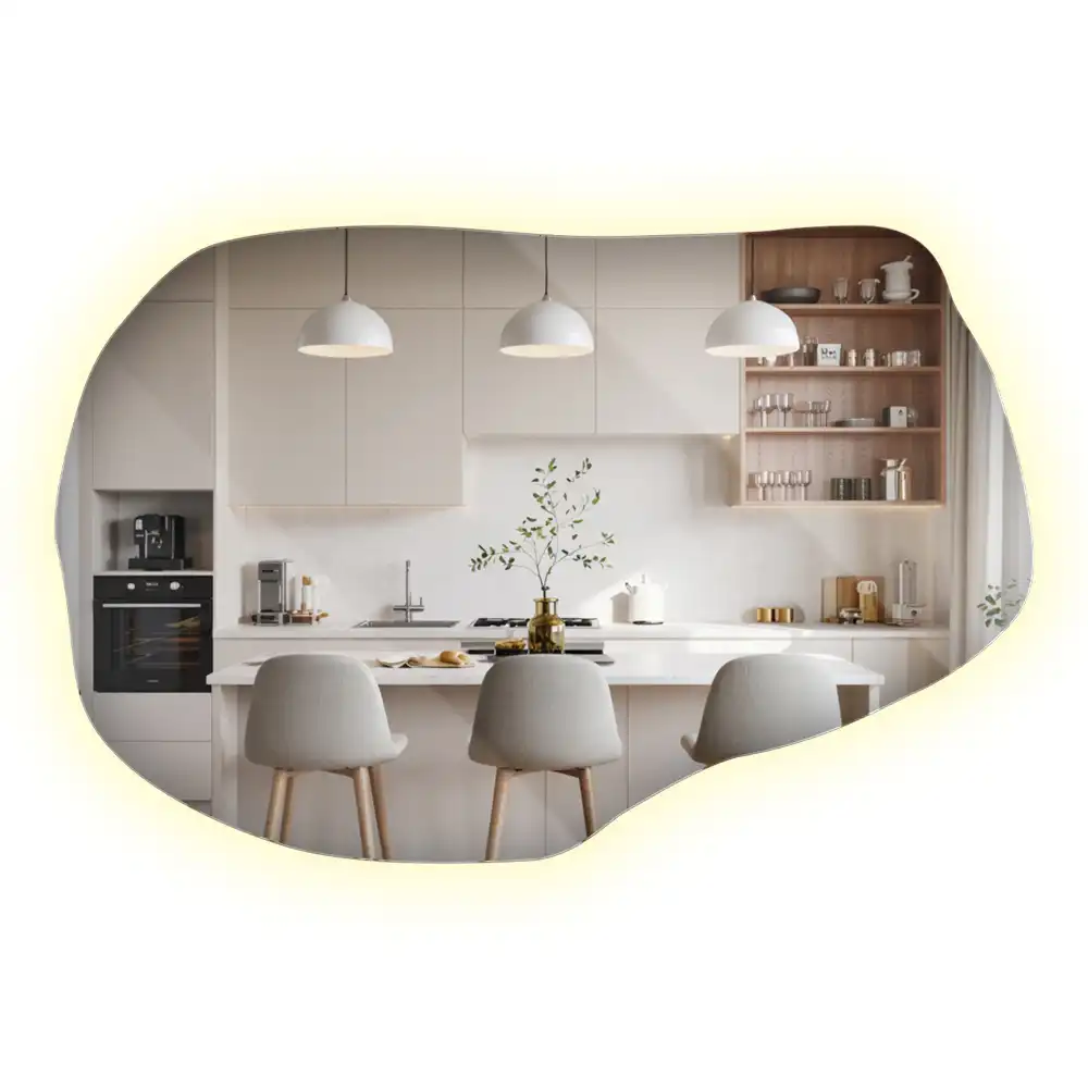Miroir mural lumineux forme irrégulière