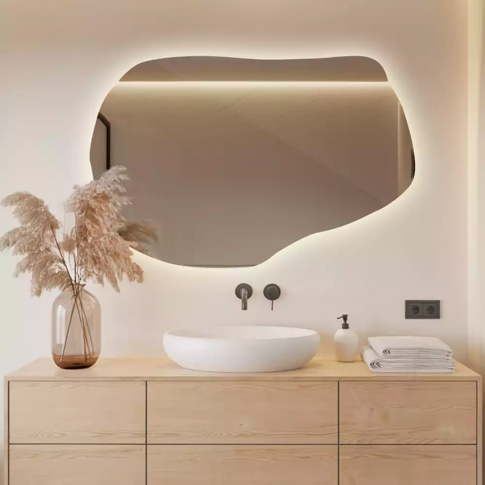 Miroir mural lumineux forme irrégulière