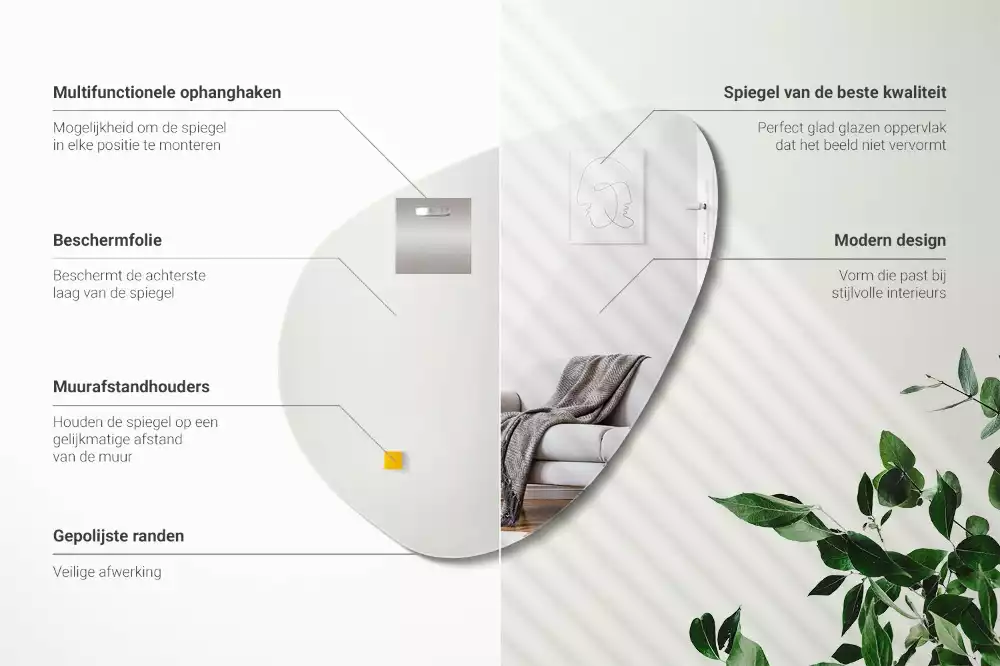 Miroir suspendu de forme organique moderne