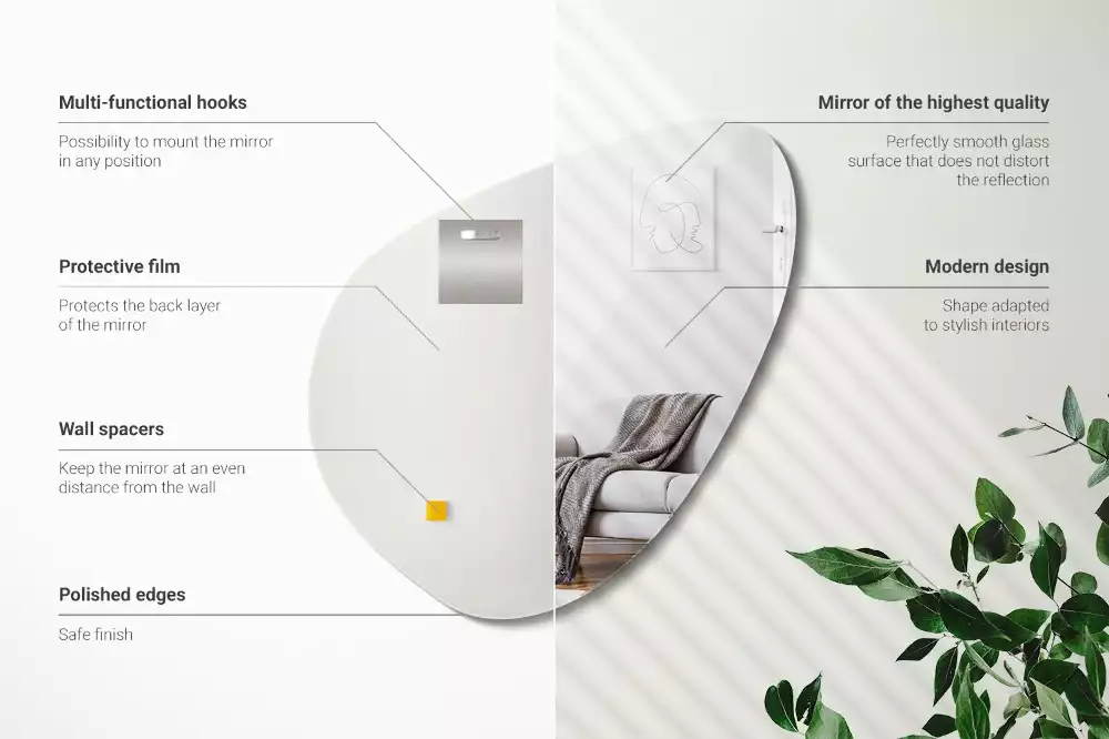 Miroir suspendu de forme organique moderne
