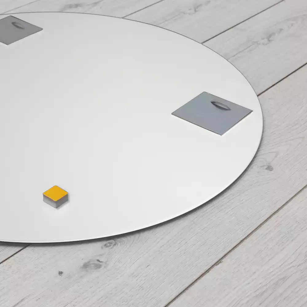 Miroir rond suspendu avec cadre blanc
