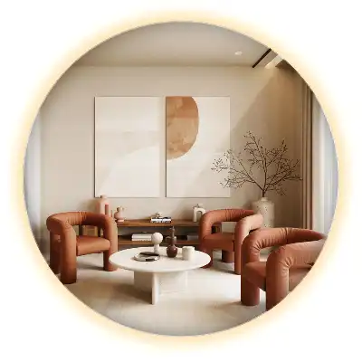 Miroir rond moderne avec éclairage LED par rétroéclairage