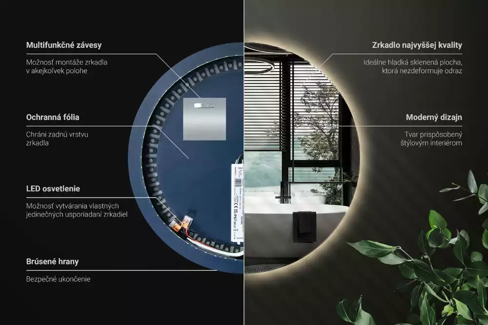 Miroir rond moderne avec éclairage LED par rétroéclairage