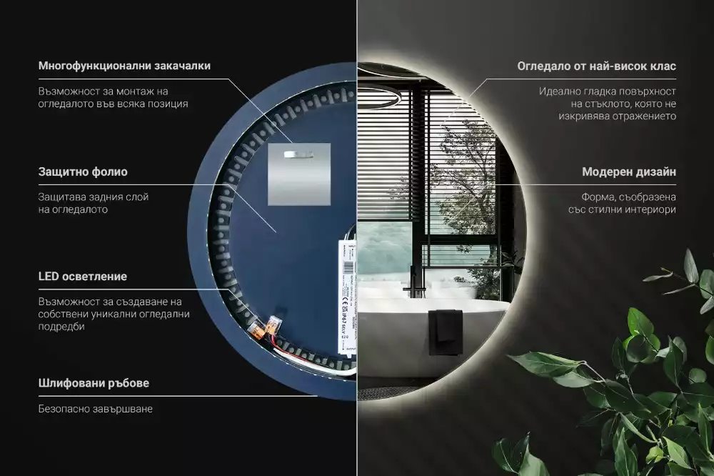 Miroir rond moderne avec éclairage LED par rétroéclairage