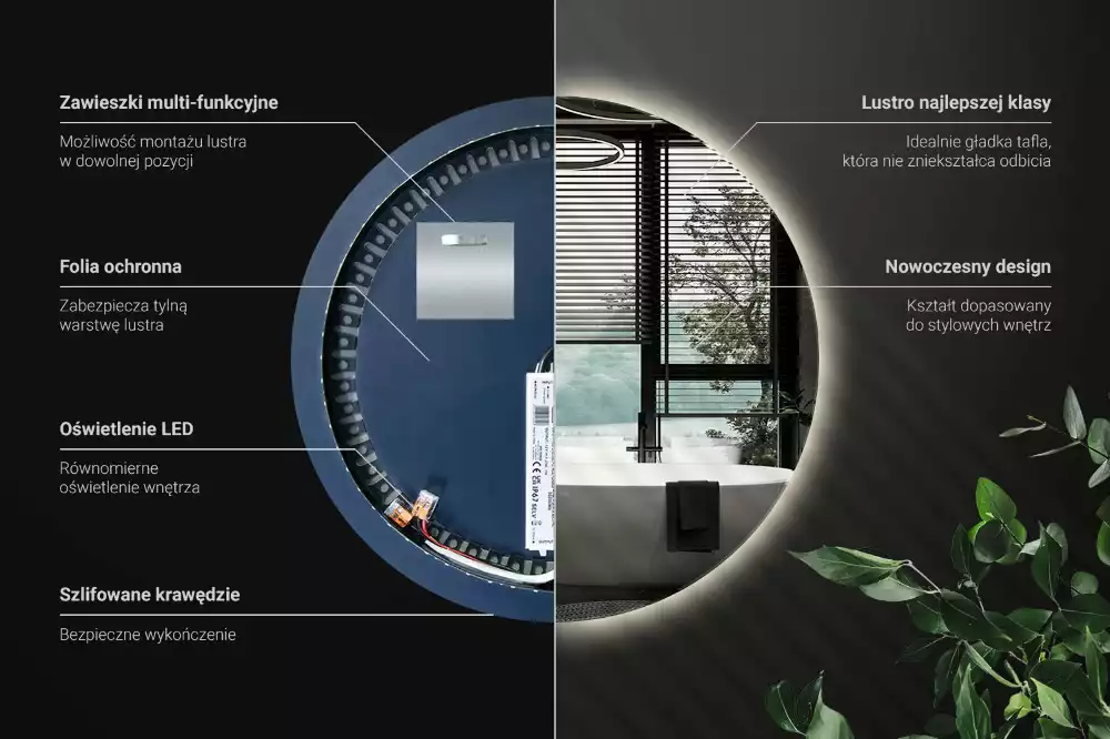 Miroir rond moderne avec éclairage LED par rétroéclairage