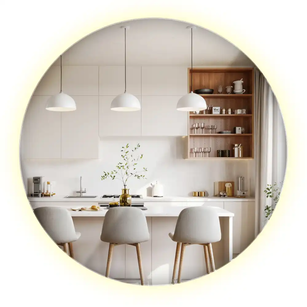 Miroir rond moderne avec éclairage LED par rétroéclairage