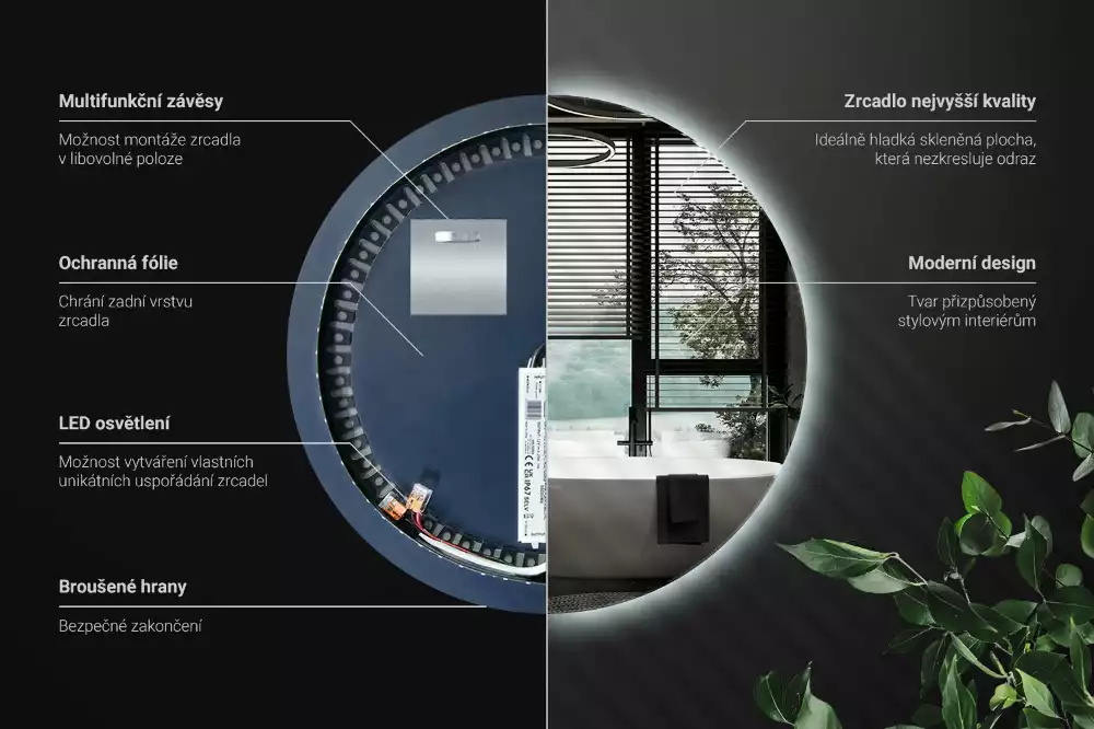 Miroir rond moderne avec éclairage LED par rétroéclairage