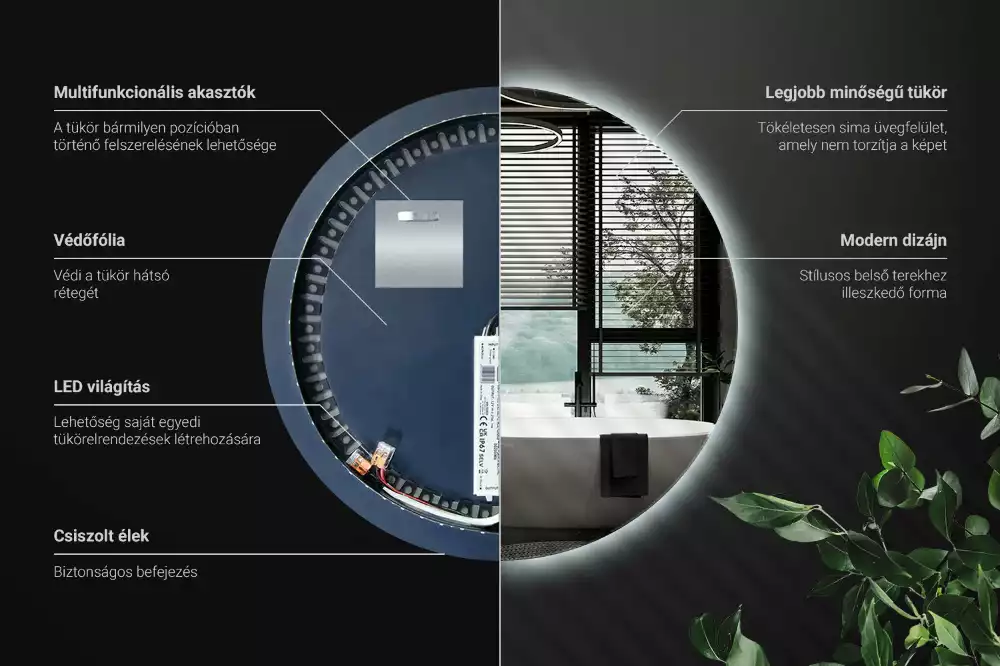 Miroir rond moderne avec éclairage LED par rétroéclairage