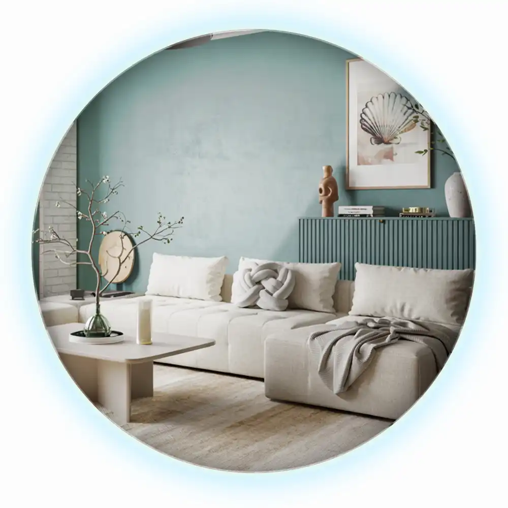 Miroir rond moderne avec éclairage LED par rétroéclairage