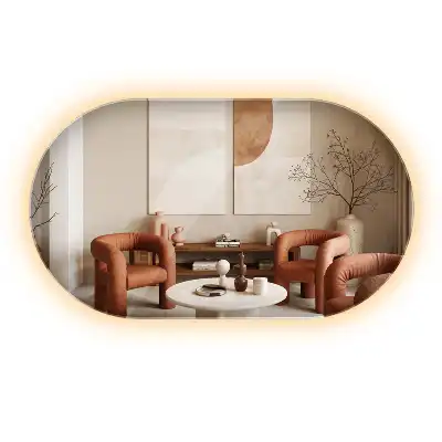 Miroir mural ovale sans cadre avec éclairage LED