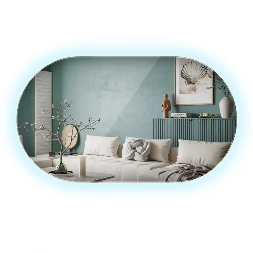 Miroir mural ovale sans cadre avec éclairage LED