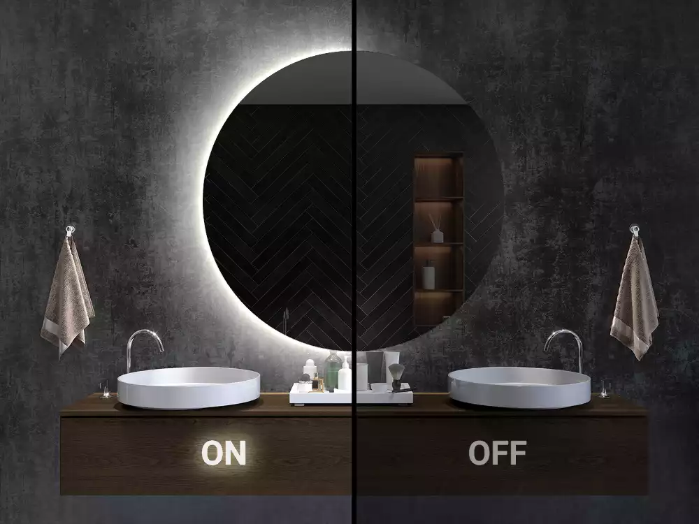 Miroir mural ovale sans cadre avec éclairage LED