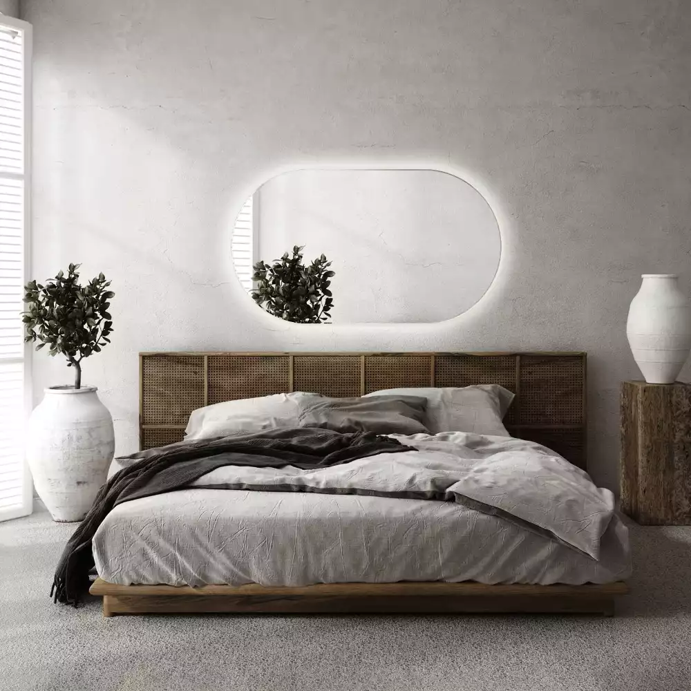Miroir mural ovale sans cadre avec éclairage LED