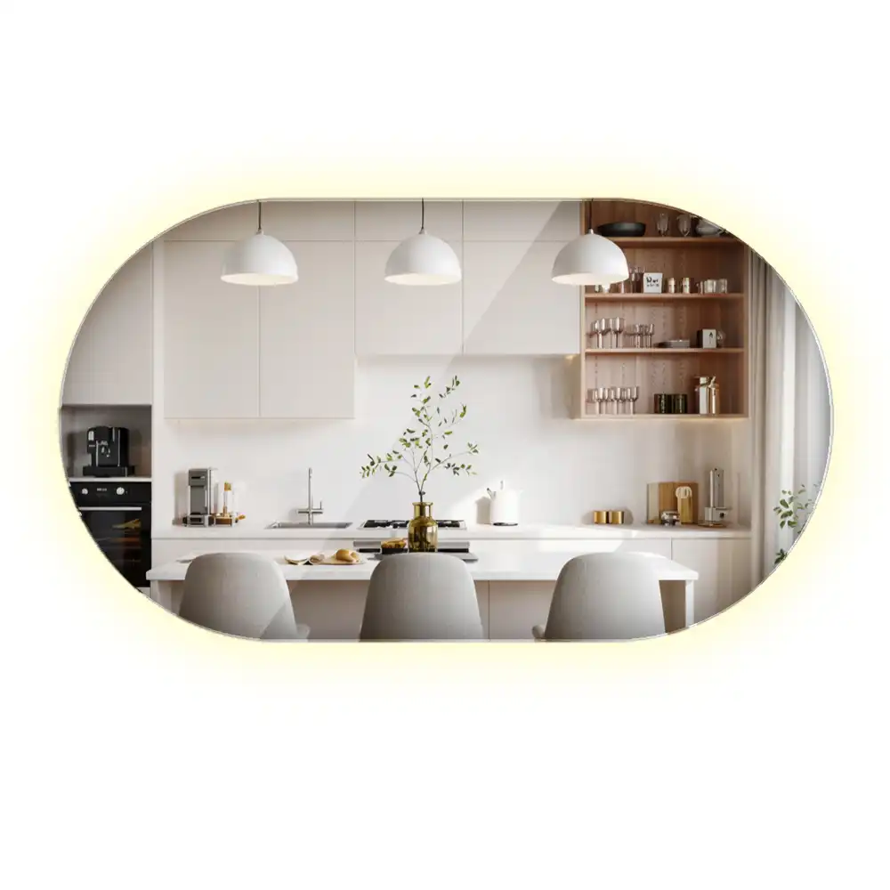 Miroir mural ovale sans cadre avec éclairage LED