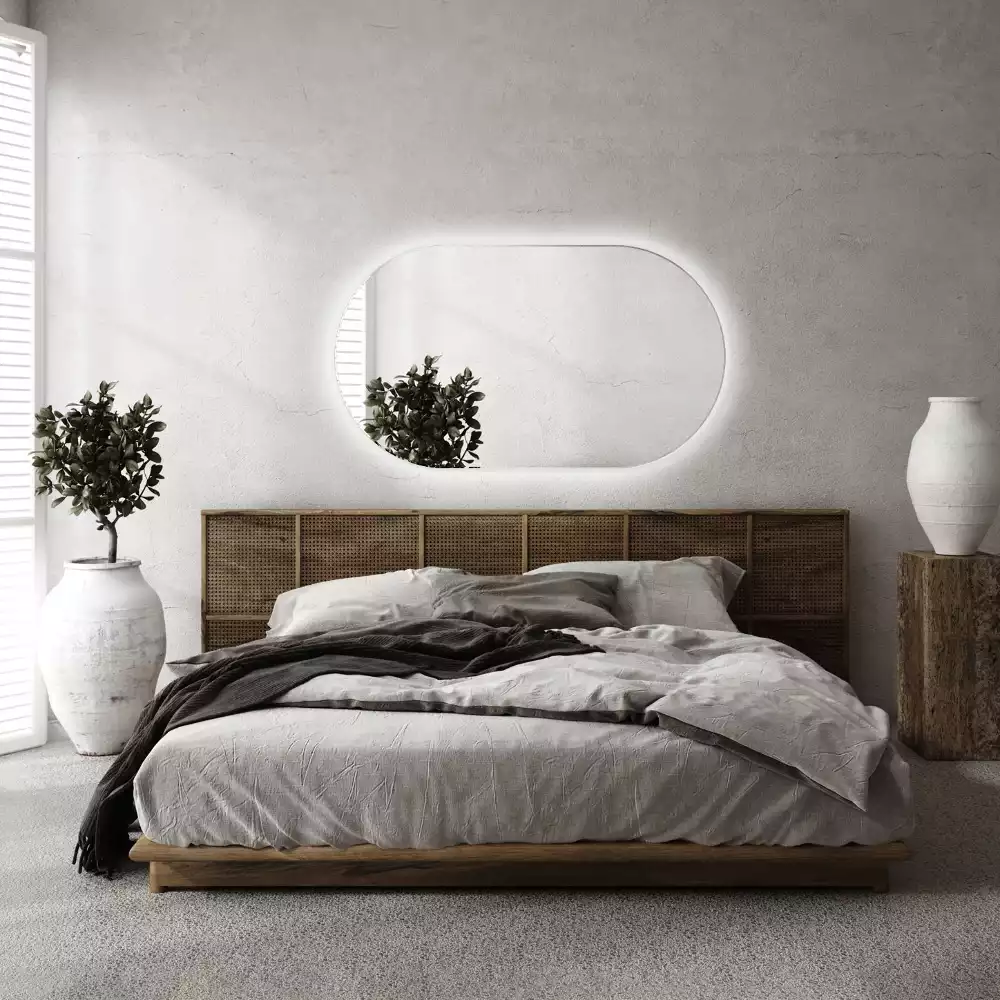 Miroir mural ovale sans cadre avec éclairage LED