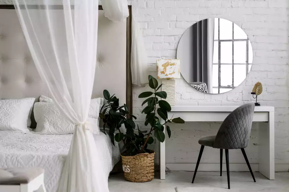 Miroir rond suspendu sans cadre