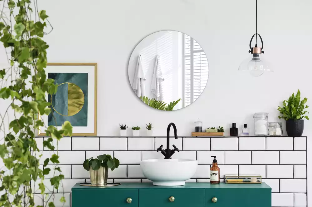 Miroir rond suspendu sans cadre