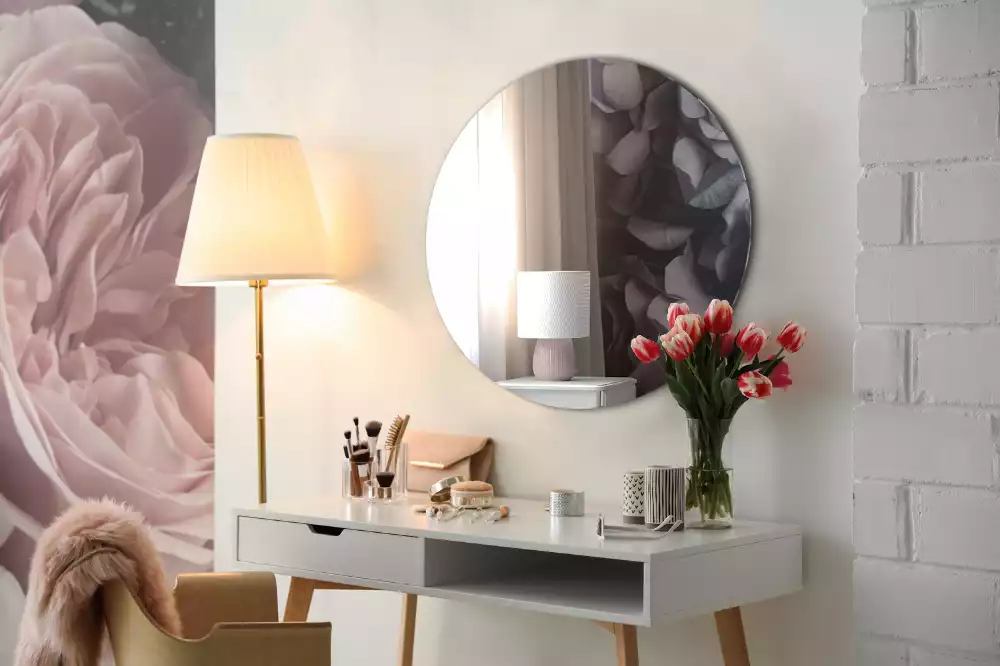 Miroir rond suspendu sans cadre