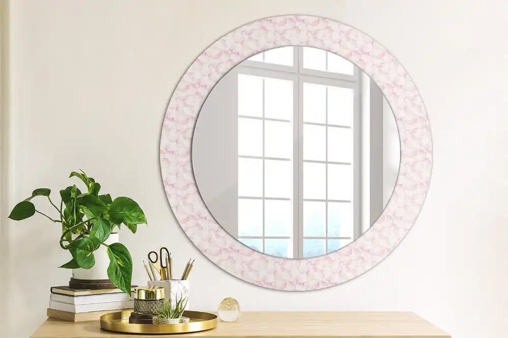 Miroir rond imprimé pétales de fleurs