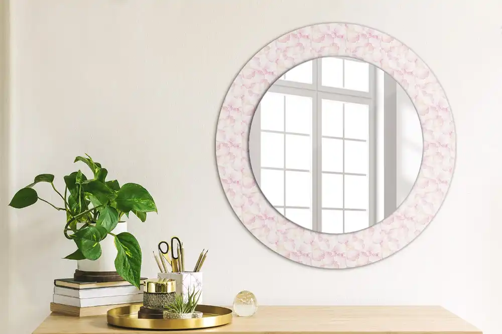 Miroir rond imprimé pétales de fleurs