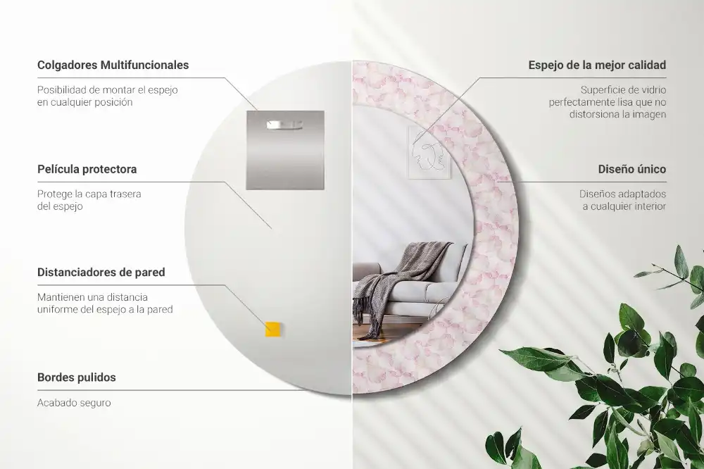 Miroir rond imprimé pétales de fleurs
