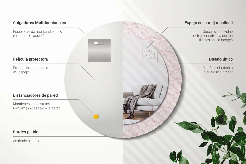 Miroir rond imprimé pétales de fleurs